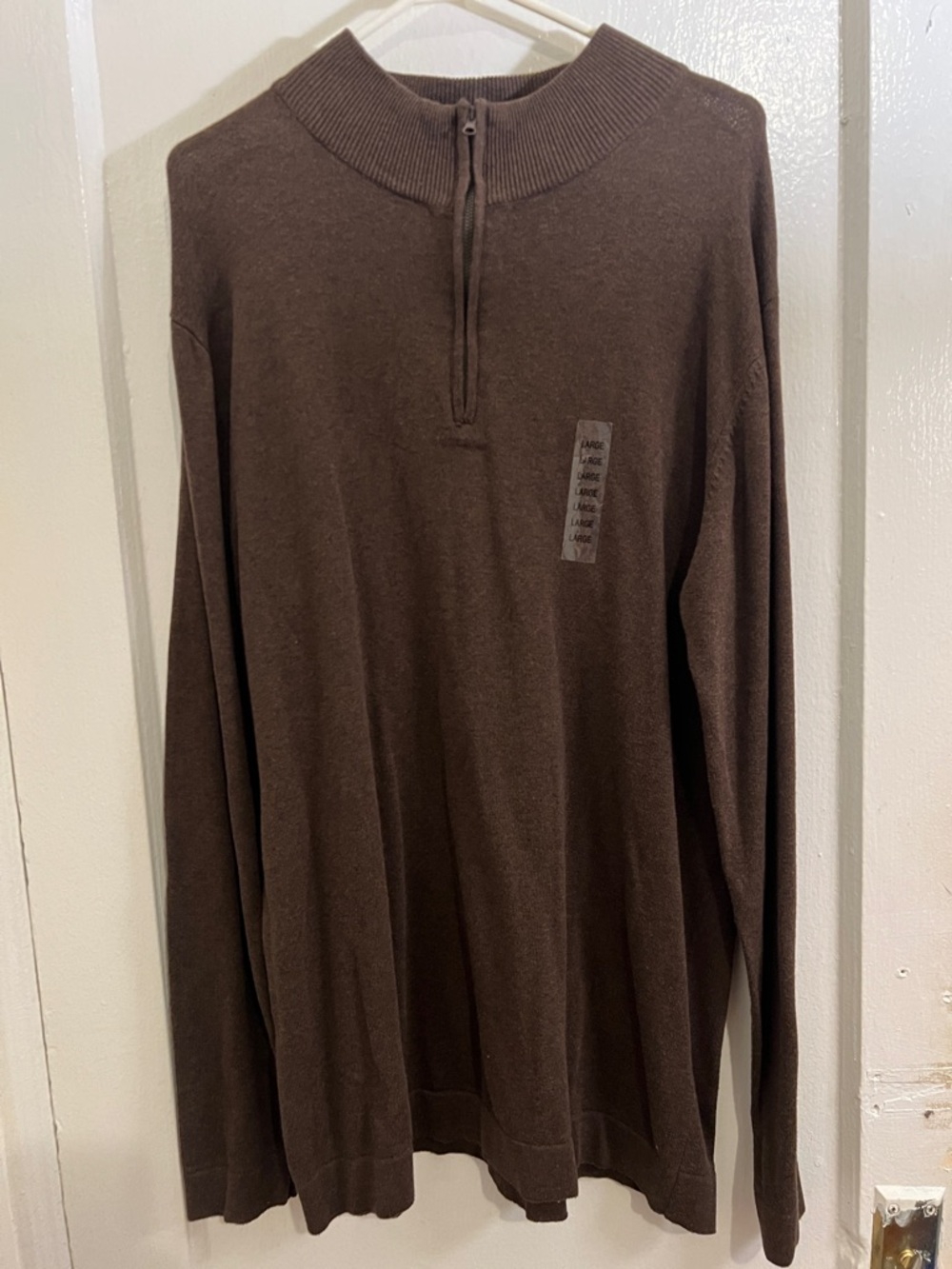 Men's Brown Quarter-Zip Pullover Sweater